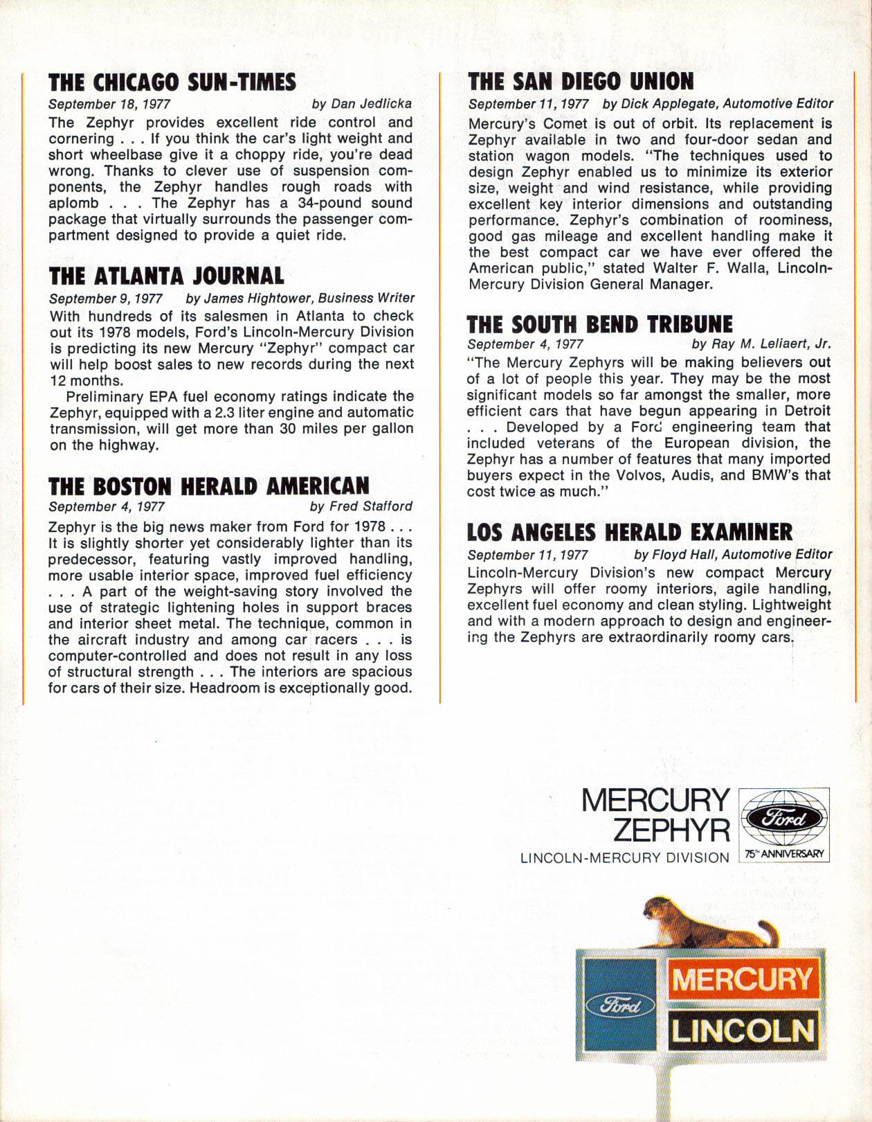 1978 Mercury Zephyr News Brochure Page 2